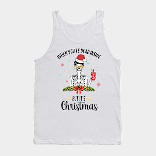 Dead Inside But It's Christmas Cute Skeleton Messy Bun Women Tank Top